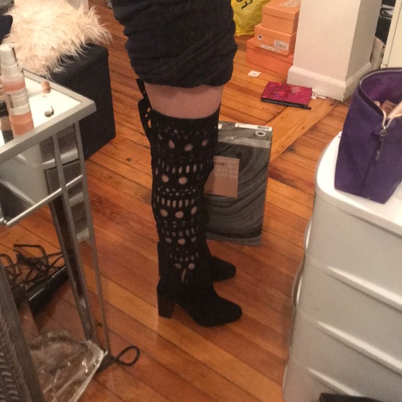 Jeffery cambell black suede knee high boots - Picture 4 of 5